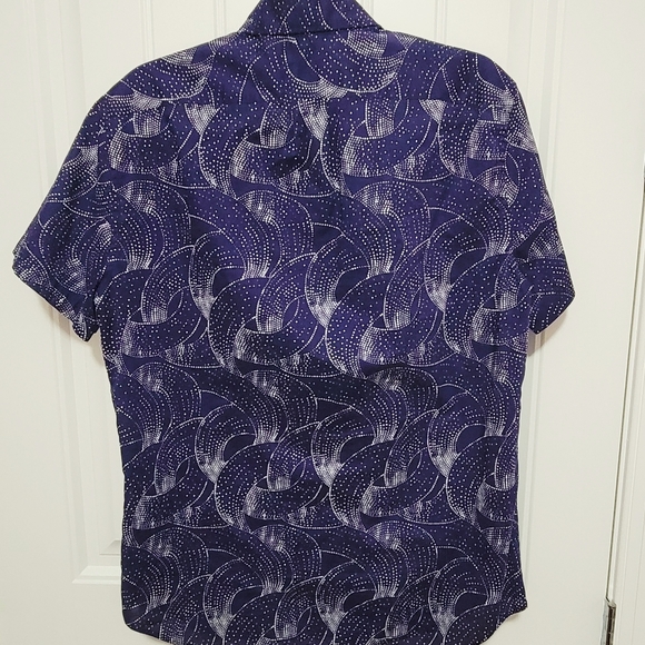 J Crew Men's Blue Button Down Short Sleeve Geometric Dots Slim Fit Cotton Size M - Picture 3 of 4